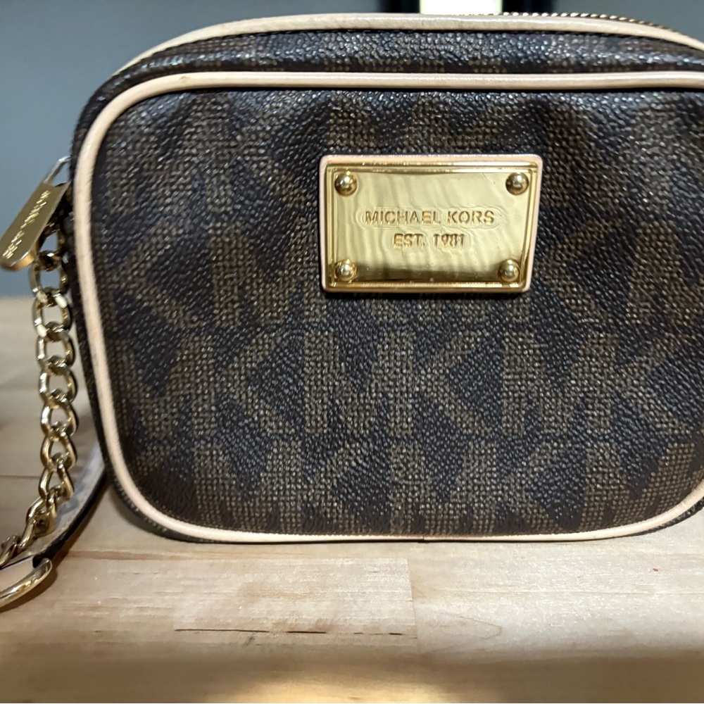 Michael Kors Brown Crossbody Bag with Monogram Print